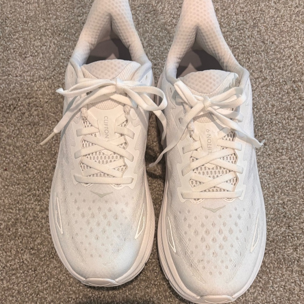 Brand New Clifton 9 Hoka’s White Athletic Running Shoes